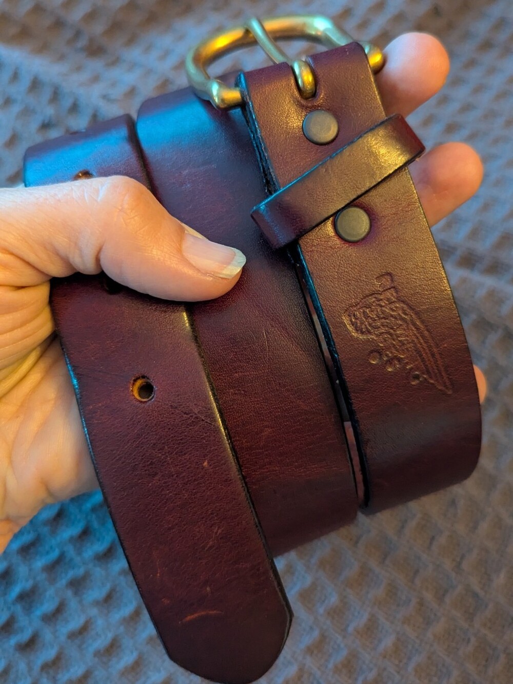 Red Wing Burgundy Leather Belt With Replaceable Brass Buckle